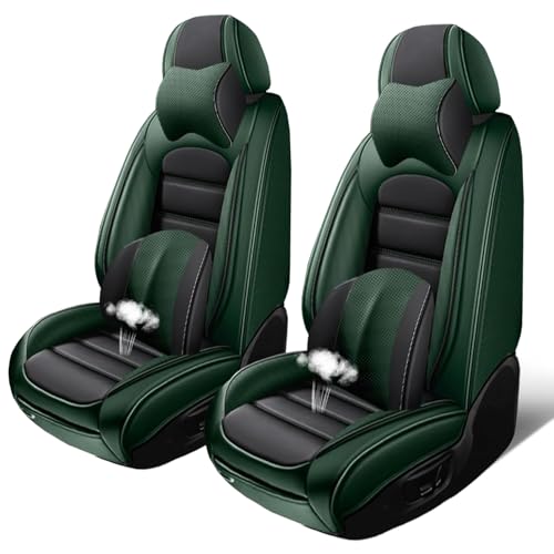 Image of Luxury Seat Covers for Ford Bronco Sport 2021-2024,2PCS Nappa Leather Car Seat Covers,Waterproof Seat Protectors Auto Seat Covers,Breathable Nonslip Interior Cover Seats for Cars(Black and Green)