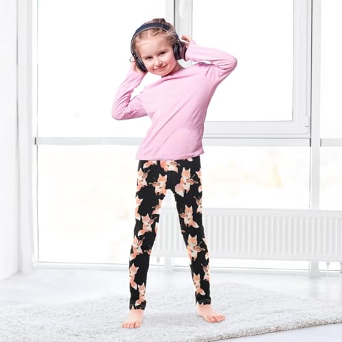 Cute Fox Violin Girls Leggings Soft Stretch Workout Yoga Dance Pants for Kids Casual Tights4