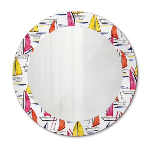 Miroir moderne sans cadre 60 cm avec impression de bateaux