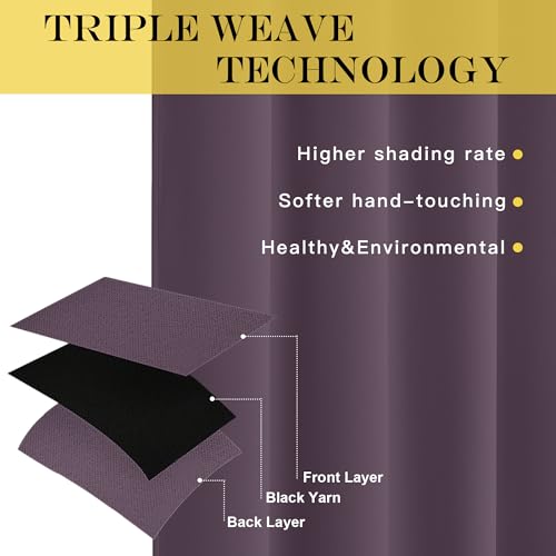 NICETOWN Patio Door Curtain 84 inches Long, Grommet Room Divider Curtain Panel Thermal Insulated Room Darkening for Bedroom/Office, Plum, W100 x L84, 1 Panel
