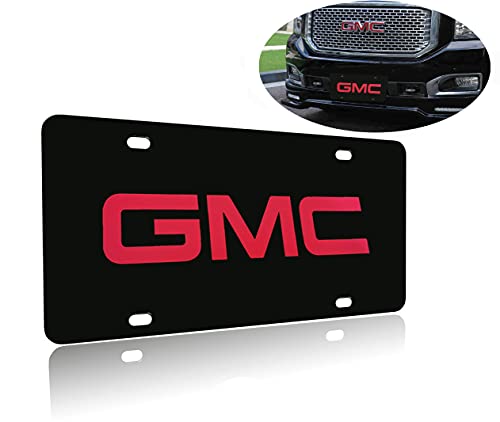 Black Metal Sturdy License Plate Cover Fream Compatible with GMC, Tag License Plate Compatible with GMC