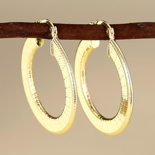 Flat Design Hoop Earrings for Women Metal Gold Color Fashion Accessories4