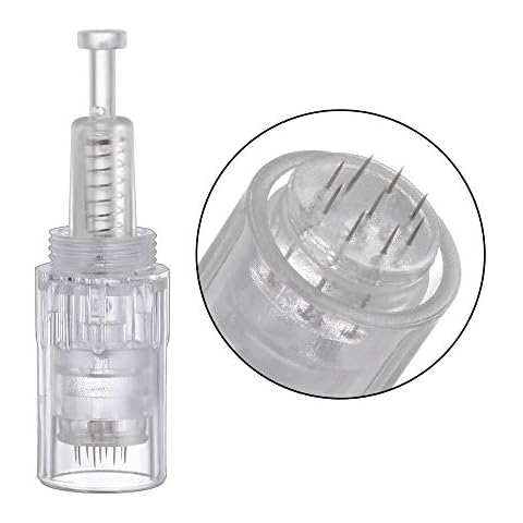 BOWKA 10 Pcs 9 Pin Microneedling Cartridges Needles Screw Port Replacement Cover