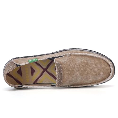 Men's Slip on Deck Shoes Cloth Canvas Vintage Casual Walking Loafer Shoes4