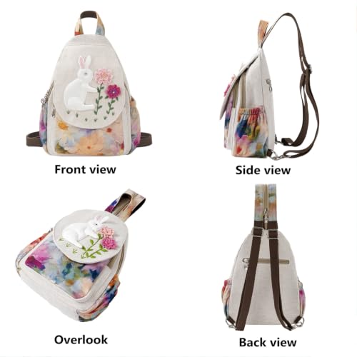 Image of Womens Cotton Hemp Cloth Backpack | Boho, Vintage, Embroidered, Casual Purse Handbags