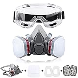 Respirator Mask Reusable Half Face Cover with Safety Glasses Reusable Professional Breathing Protection for Against Dust/Organic Vapors/Smells/ Suitable for Painting, Car Spraying, Sanding and Cutting