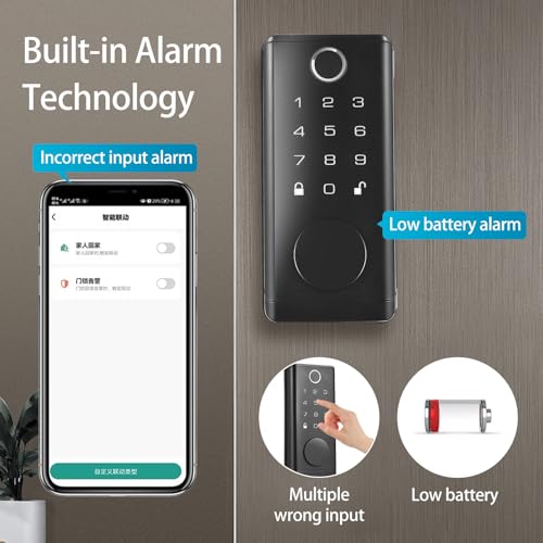 Serrure intelligente Bluetooth avec clavier à code et poignée de sécurité pour maison
