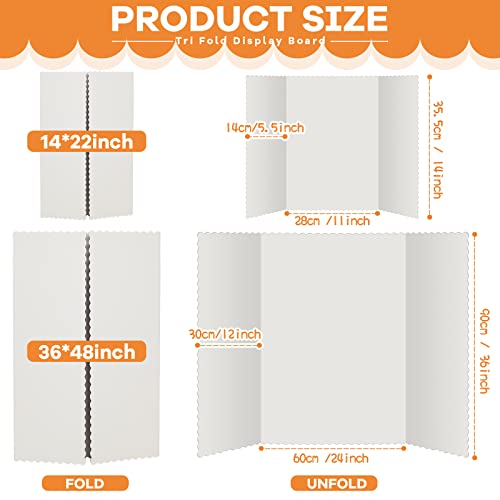 Image of Ctosree 18 Pcs 14 x 22 Inch Tri Fold Poster Board Bulk for Display,White | Science Fair Project,Classroom Display Paperboard, Single Wall Build, Lightweight Presentation Board,3 Panels