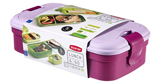 Curver Lunchbox Lunch & Go with Cutlery 23,5x13,5x6,3cm in Purple, 23.5 x 13.5 x 6.3 cm