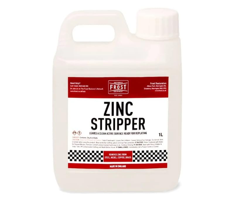 Frost Zinc Stripper, Industrial Zinc Coating Remover for Galvanized Steel & Iron, Fast-Acting Solution, 1 Litre