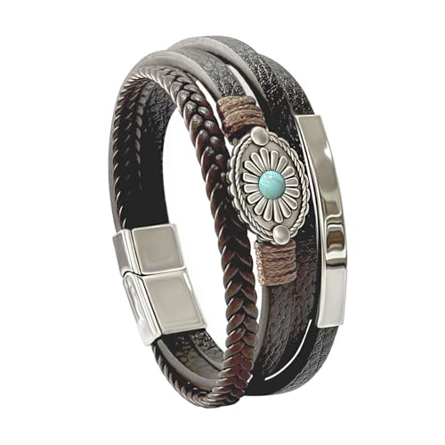 Pulsera de cuero para hombre con diseño en capas miniatura 1