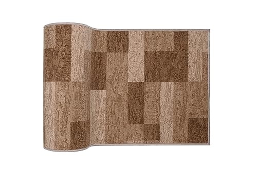 TAPISO Anti Rutsch Teppich Läufer rutschfest Brücke Meterware Modern Dunkelbraun Vierecke Geometrisch Design Flur Küche Wohnzimmer Diele 67… – Ansicht 8
