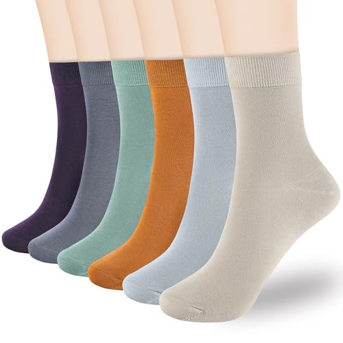Image of Corlap Women's Thin Above Ankle Socks - 6Pairs Cotton Casual Bootie Dress Crew Socks