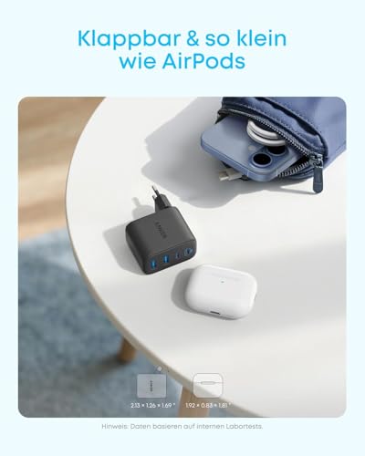 Ładowarka Anker Zolo USB C, 4-portowy adapter ścienny o maksymalnej mocy wyjściowej 50 W, 2 porty USB-C i 2 porty USB-A, kompaktowa i stabilna konstrukcja, do iPhone'a serii 17/16, MacBooka, iPada
