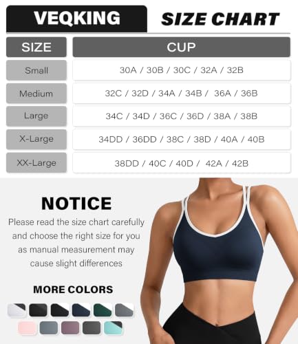 Image of VEQKING Strappy Cross Back Sports Bra for Women Removable Padded Yoga Bras | Multipack, Medium Support, Comfortable Seamless Wireless Design, Breathable Moisture-Wicking Fabric, Workout, Gym, Pilates