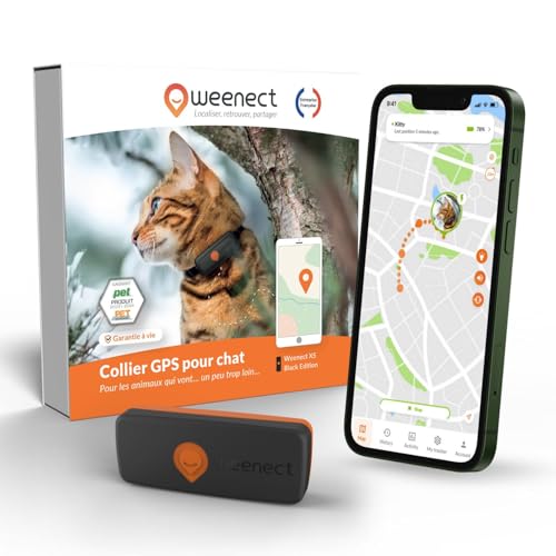 Weenect Chat XS - Nouveau Collier GPS pour Chat | Mini Traceur GPS...
