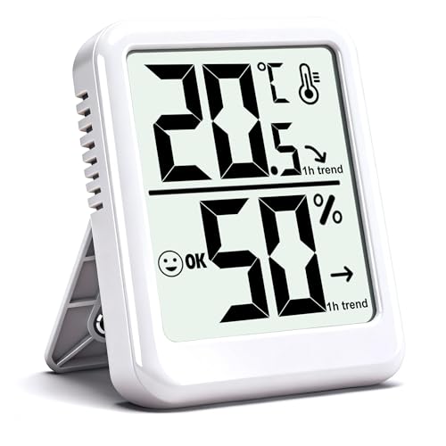 Room Thermometer Indoor Hygrometer with Celsius/Fahrenheit (℃/℉) Switch, Humidity Meter Gauge Digital Temperature and Humidity Sensor Monitor for Home Pets Plants - AAA Battery Included