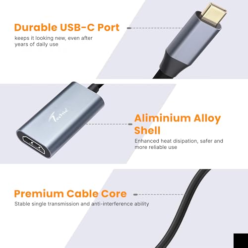 Image of Techie Type-C to HDMI Converter Slim 4K 30hZ, Crystal-Clear 4K Output, Plug-and-Play Design & Aluminium Body, Connect USB-C Devices to HDMI Display, Monitor, TV or Projector - Silver