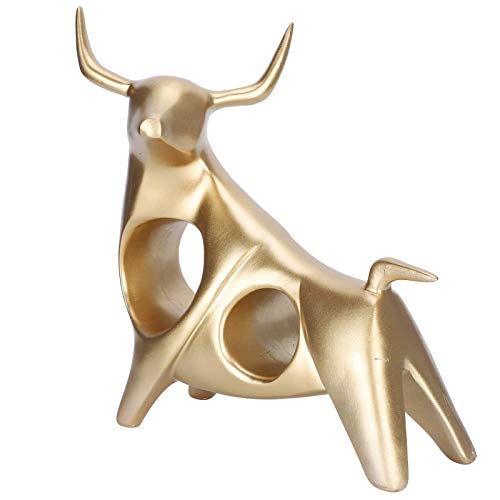 Golden Bull Sculpture Resin Nordic Style Abstract Hollow Lucky Fengshui Head Up Bull Zo-Diac Statue Crafts Figurine Decor Home Office Desktop Animal Ornaments #TOP6