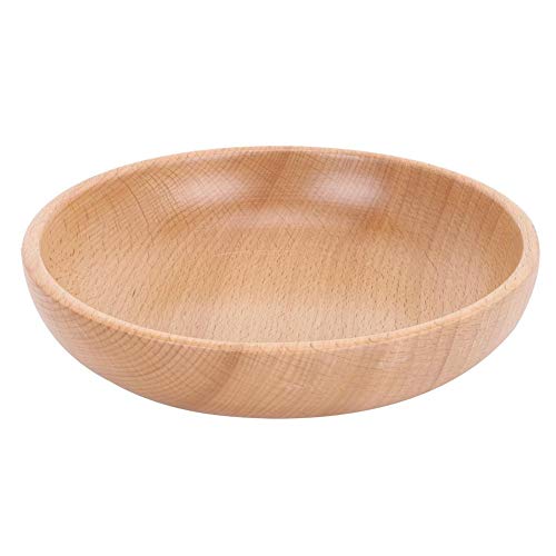 Bol À Salade En Bois 20cm - Fait À La Main, Rond, Naturel - Plateau de Service Pour Thé, Nourriture, Eau, Boisson