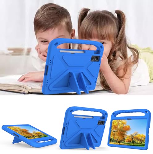 Sfulatdc Kids Tablet Case with Handle and Kickstand Shockproof Full Protection Cover Lightweight for Xiaomi Redmi Pad SE 11 inch Blue - Image 3