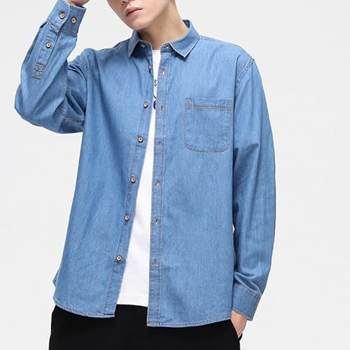 Chaqueta de mezclilla casual manga larga para hombre miniatura 3