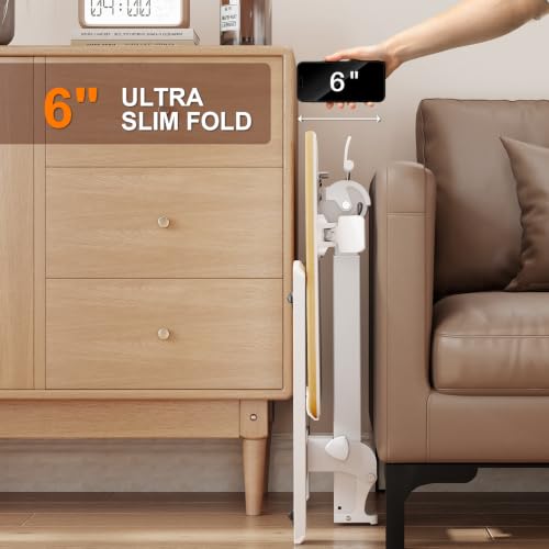 Image of ROMOON Foldable Small Standing Desk with No-Assembly Design, Rolling Height-Adjustable Sit-Stand Table with Wheels, Space-Saving Portable Laptop Cart for Home Office and Small Space (Natural Oak)