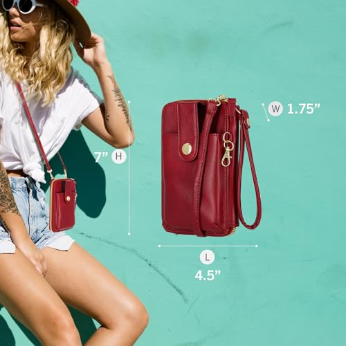 Image of Mundi Jacqui RFID Crossbody Wallet for Women, Vegan Leather Small Travel Handbag with Phone Holder, Compact Organizer with Card Slots and Removable Strap, Vacation Purse in Make A Wish