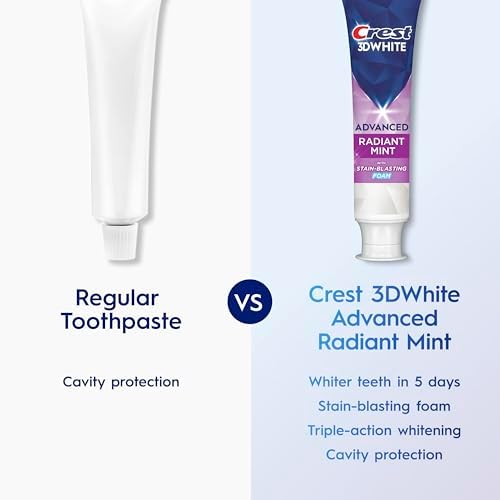 Crest 3D White Advanced Teeth Whitening Toothpaste, Radiant Mint, 3.3 oz, Pack of 2 - 3