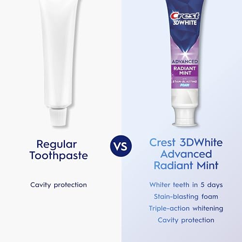 Image of Crest 3D White Advanced Teeth Whitening Toothpaste, Radiant Mint, 3.3 oz, Pack of 2