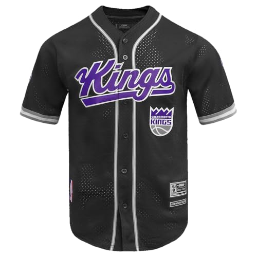 Pro Standard Mens NBA Sacramento Kings MESH Button Down MESH TOP Black/Gray M