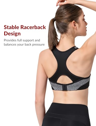 Image of Yvette Sports Bras for Women High Impact Support Racerback Sports Bra Plus Size No Underwire for Running Workout