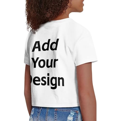 Image of Girls Fashion Crewneck Tee Shirts Casual Short Sleeve Crop Top Summer Outfits 5-14 Years Old