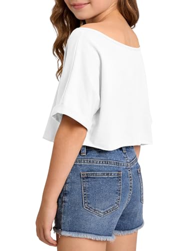 Image of Girls Off the Shoulder Tops Crop Short Sleeve Tees