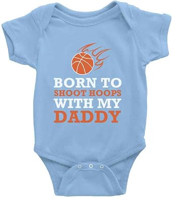 Born to Shoot Hoops with My Daddy Unisex Newborn Bodysuit Infant Baby Short Sleeve Cloths 0-24 Months