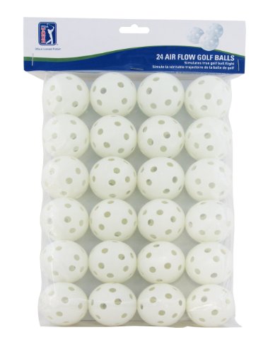 PGA Tour Air Flow Übungs Golfball Set de 24 Bolas para práctica de Golf de Flujo de Aire, Unisex, Blanco