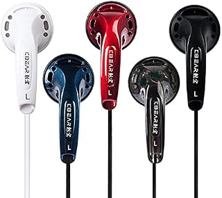 Kbear-Stellar Wired in-Ear Headphones, 5pack Ear Buds Wired Earphone, Noise Isolating in-Ear Monitors,Compatible with Tablets, Android Phone,MP3 Player (Black+Red+Blue+White+Clear Black,no mic)