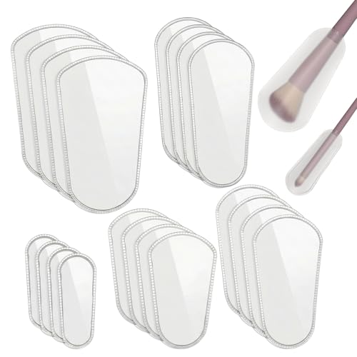 20pcs Makeup Brush Covers, Brush Cover for Women Portable Cosmetic Brush-Protectors 5 Sizes Clear Protector Sleeves Dustproof Waterproof Cosmetic Brushes Guards Caps for Travel Daily Storage Organizer