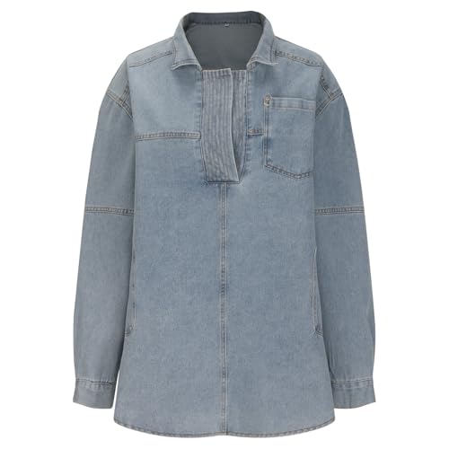 for Women Winter Fall Long Sleeve V Neck Denim Cowgirl Hooded Plain Jacket Outerwear Women 2025 Fashion Regular Fit3