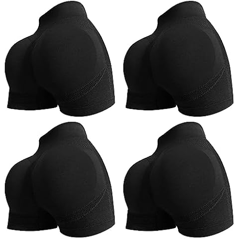 YOAKUKA Women's 4 Piece Workout Shorts Yoga Gym Seamless Scrunch High Waist Pants Athletic Control Ruched Shorts Cover