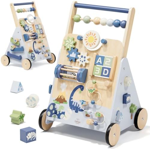 Lehoo Castle Lauflernwagen Holz, Dinosaurier Laufwagen, Spielzeug ab 1 Jahr | Baby Walker mit Activity Center, Tempo-Regelung, FSC-Holz, Feinmotorik, Montessori Geschenk ab 1 Jahr