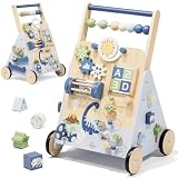Lehoo Castle Trotteur Bebe Garçon, Chariot de Marche Bébé en Bois