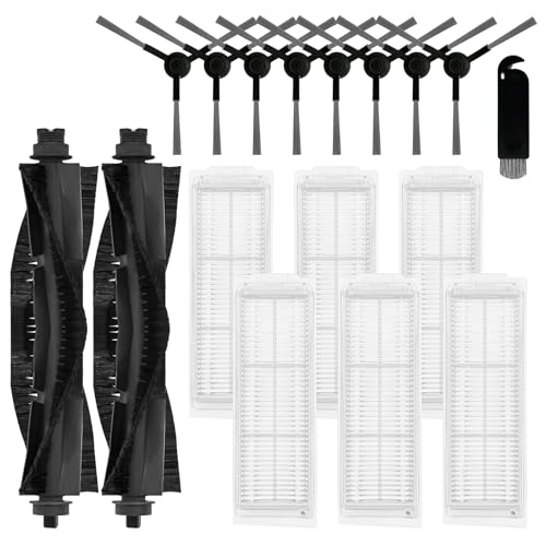 Replacement Parts Compatible with WYZE Robot Vacuum Cleaner WVCR200S Accessories, 2 Main Brushes, 6 Hepa Filters, 8 Side Brushes Attachment Spare Pack