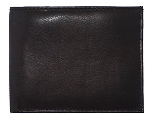 Genuine Leather Credit Card-ID Holder Bifold Mens wallet Rown3
