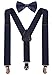 PZLE kid suspenders navy blue bow tie boys navy suspenders 26 Inches (3yrs - 9yrs) Navy