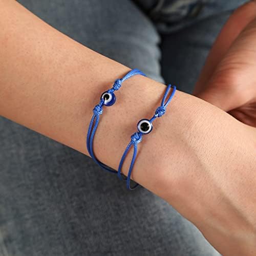Rhdun 8 Pieces Evil Eye String Bracelets Handmade Black Red String Evil Eye Bracelet Protection Bracelets Lucky Friendship Bracelets
