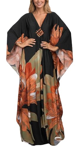 AIEOE Mujer Maxi Albornoz Estilo Bohemio Caftán Vestido de Playa Largo Playa Loungewear Verano Un Talla Grande Color 07