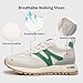 somiliss Sneakers for Women Genuine Leather Suede Patchwork Casual Lace Up Non-Slip Walking Shoes Comfortable Tennis Running Shoes Womens Fashion Sneakers Green
