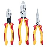 Wiha 32968 3 Piece Insulated Industrial Grip Pliers and Cutters Set, Red