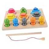 STOBOK 幾何学形状マッチングブロックと木製釣りゲームのおもちゃ 形合わせ 色け学習ができる幼児用木製類おもちゃ 知育パズル 子供用教育玩具